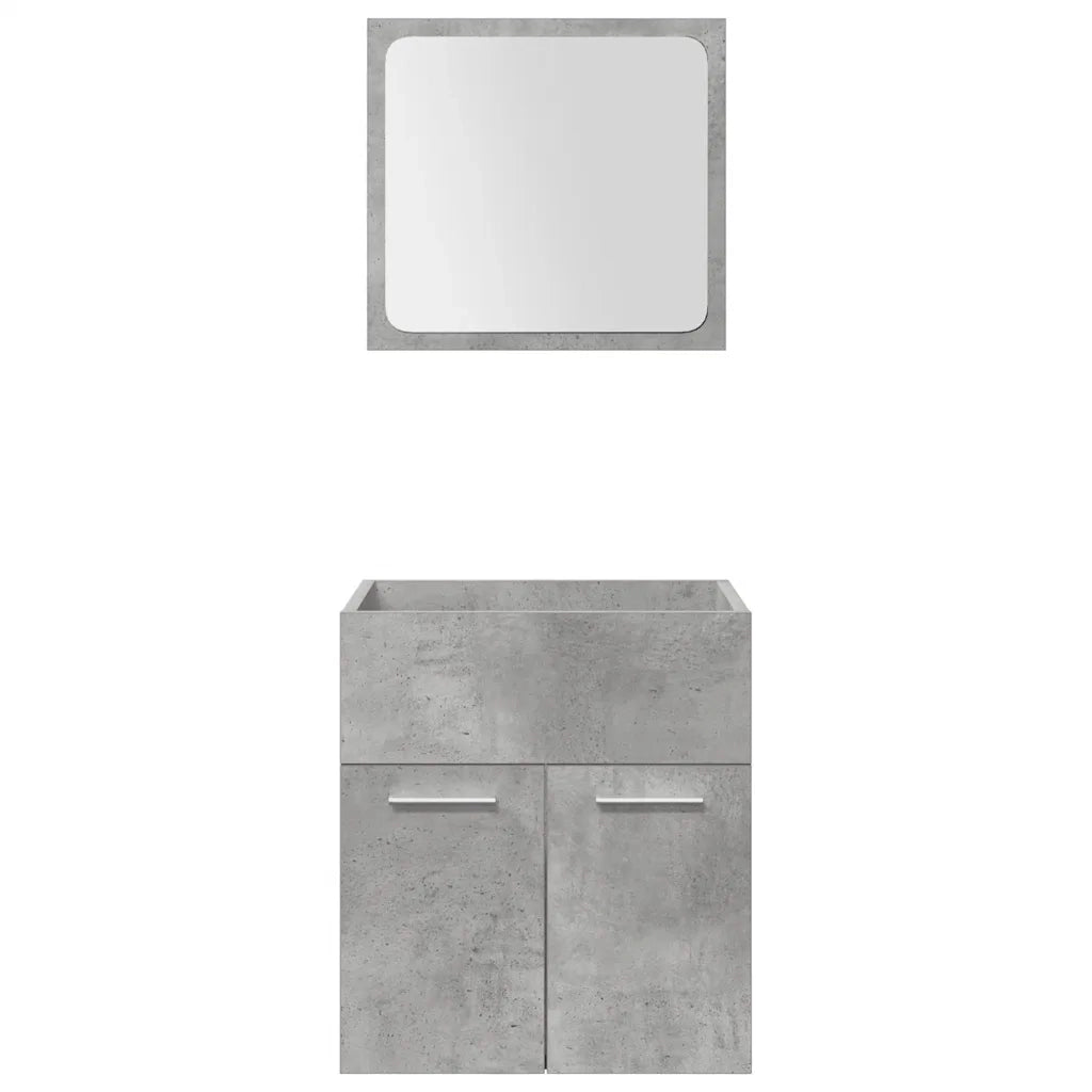 Set Mobili da Bagno 4 pz Grigio Cemento in Legno Multistrato