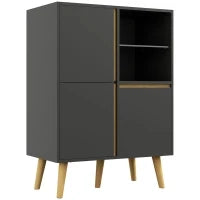 Mobiletto da Salotto Design Moderno con Mensole Regolabili e Piedi in Legno Massiccio, 70 x 40 x 96,1 cm, Grigio Scuro