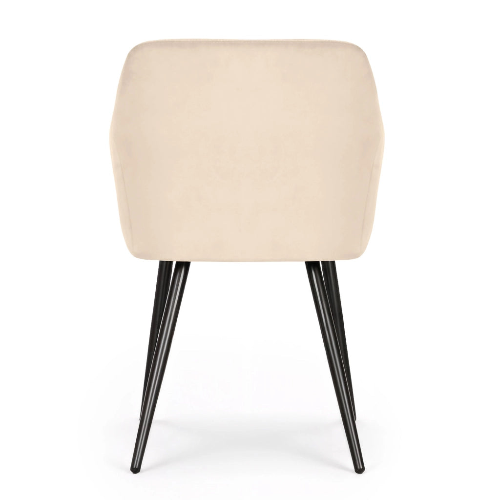 Set di 4 Sedie in velluto liscio ESTELLE Beige gambe nere