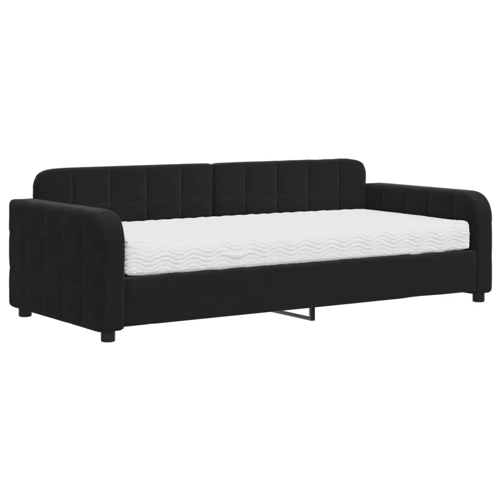 Divano letto | Sof¨¤ letto | Letto singolo con Materasso Nero 90x200 cm in Velluto