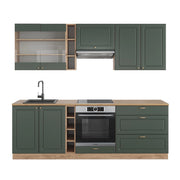 Cucina componibile Fame-Line Verde-oro rustico/Rovere dorato 235 cm, PL Rovere Vicco