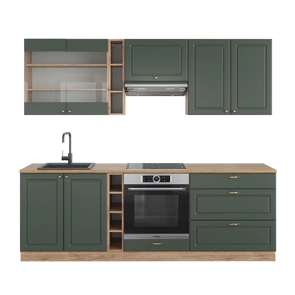 Cucina componibile Fame-Line Verde-oro rustico/Rovere dorato 235 cm, PL Rovere Vicco