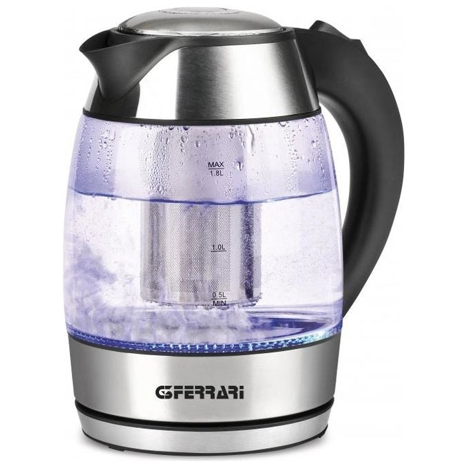 G3 Ferrari BolleBlu bollitore elettrico 1,8 L 2200 W Nero, Acciaio inossidabile, Trasparente
