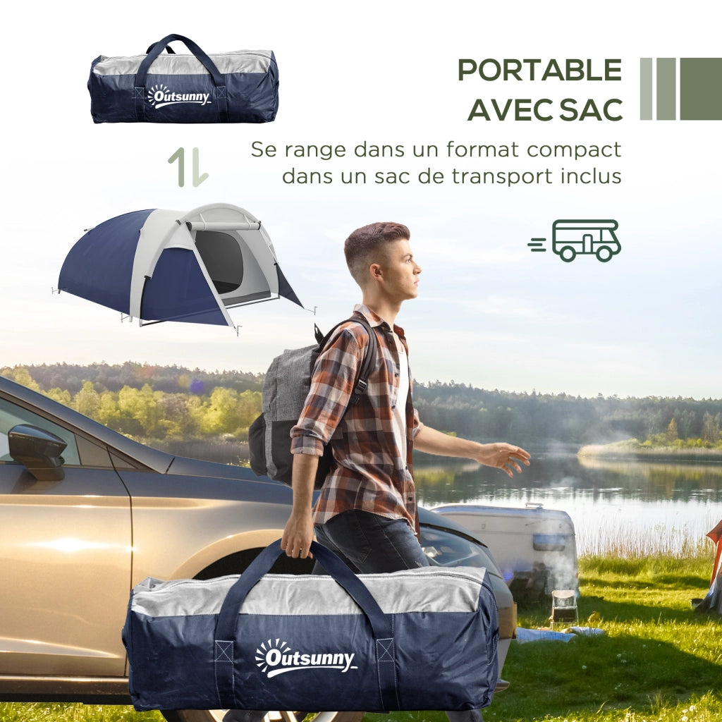 Tenda da campeggio 3/4 persone ¨C zephmum ¨C 320x240x130 cm blu scuro grigio chiaro