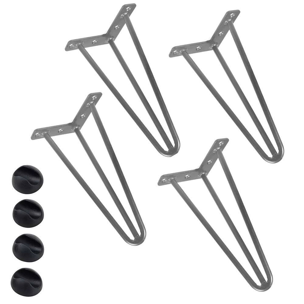 4x Gambe Piedi Tavolo Tavolino Mobili Sgabello 36cm Metallo Design Moderno Grigi
