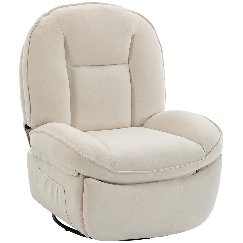 Poltrona reclinabile girevole a 360¡ã in velluto ¨C zephmum ¨C crema