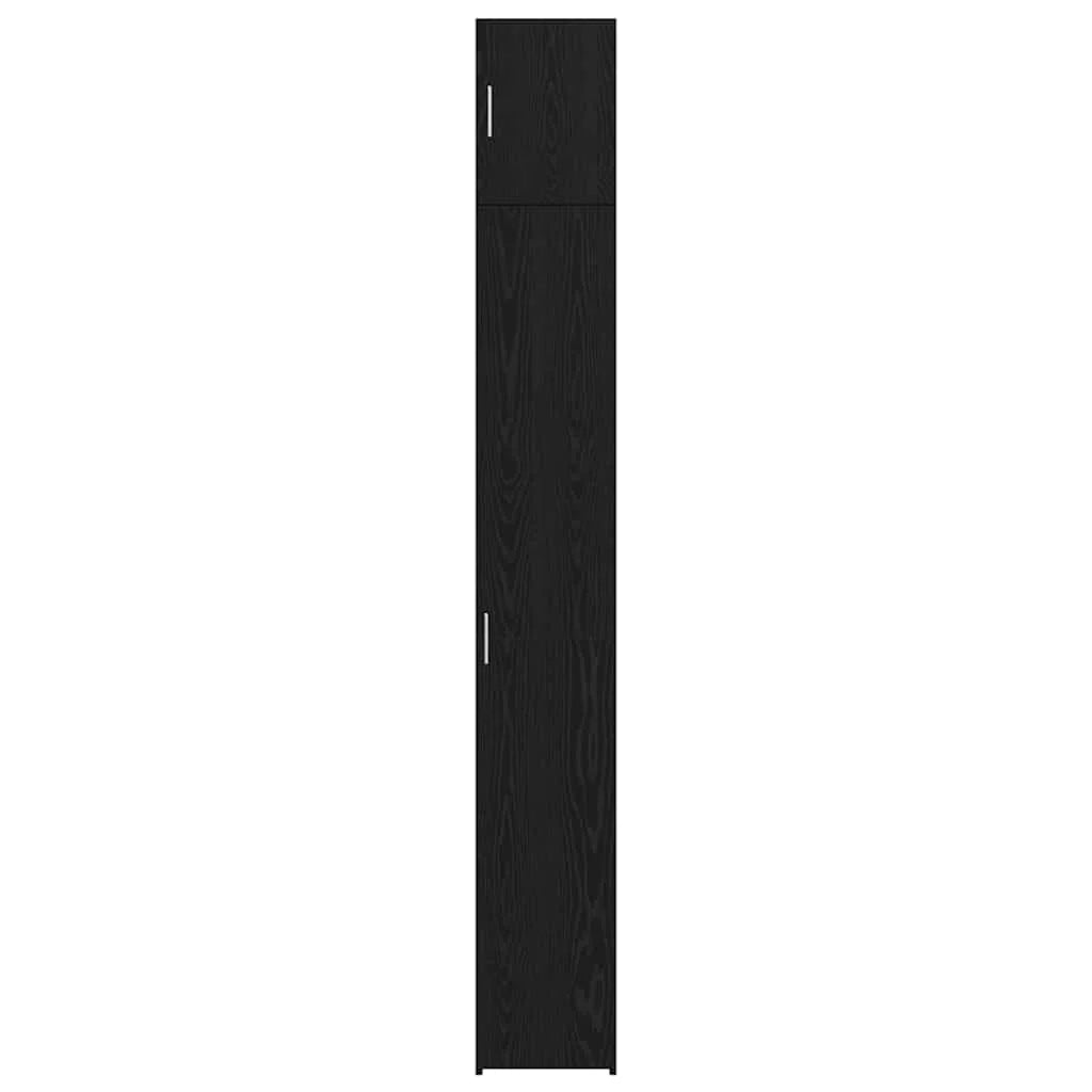 Mobile contenitore moderno 30 x 42,5 x 225 cm con spazio di archiviazione massimizzato in legno ingegnerizzato rovere nero 02_0055998