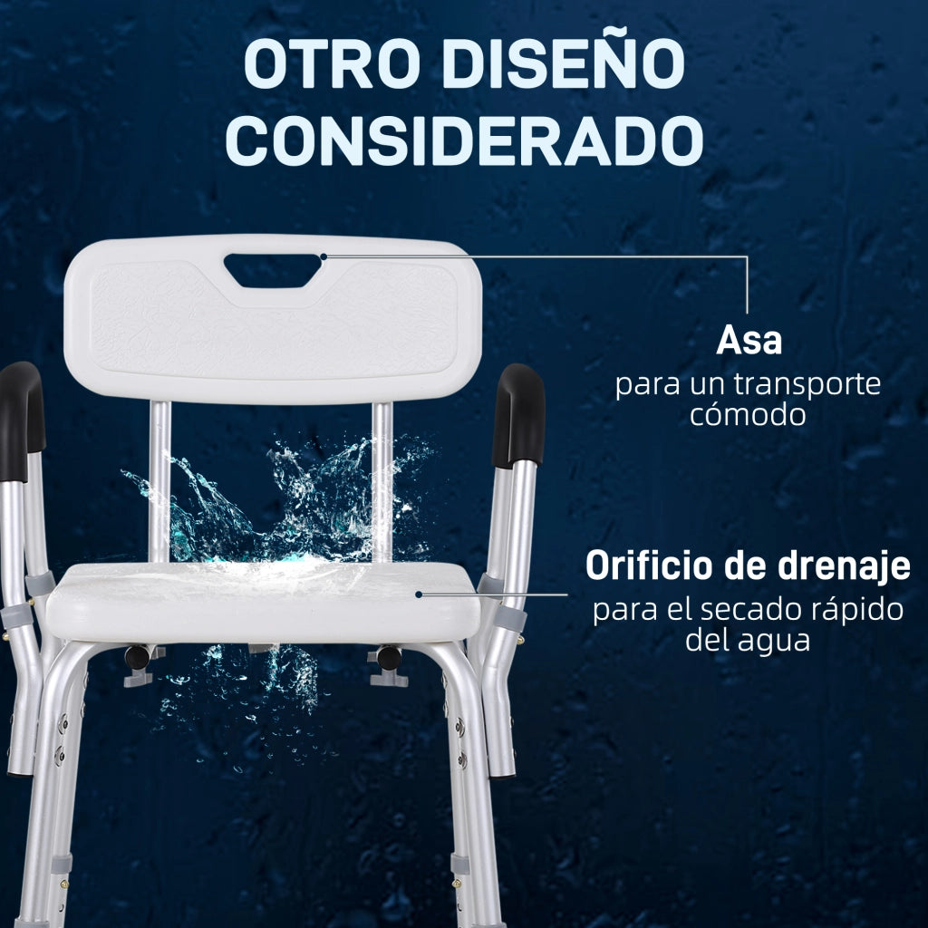 Sgabello da Doccia Antiscivolo ¨C Zephmum ¨C Regolabile con Braccioli 136 kg