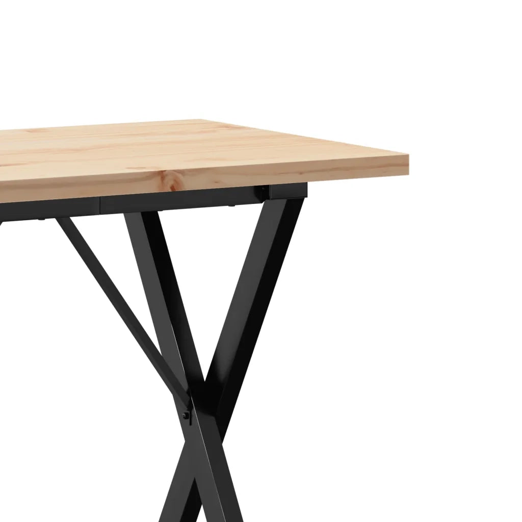 Tavolo da Pranzo Telaio a X 80x50x75,5 cm Legno Pino e Acciaio