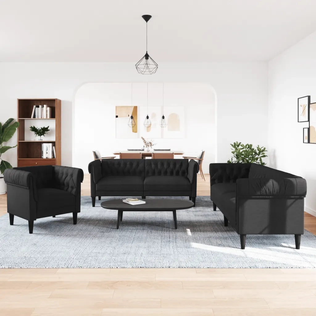 Set d Divani 3 pz Nero in Tessuto 3209193