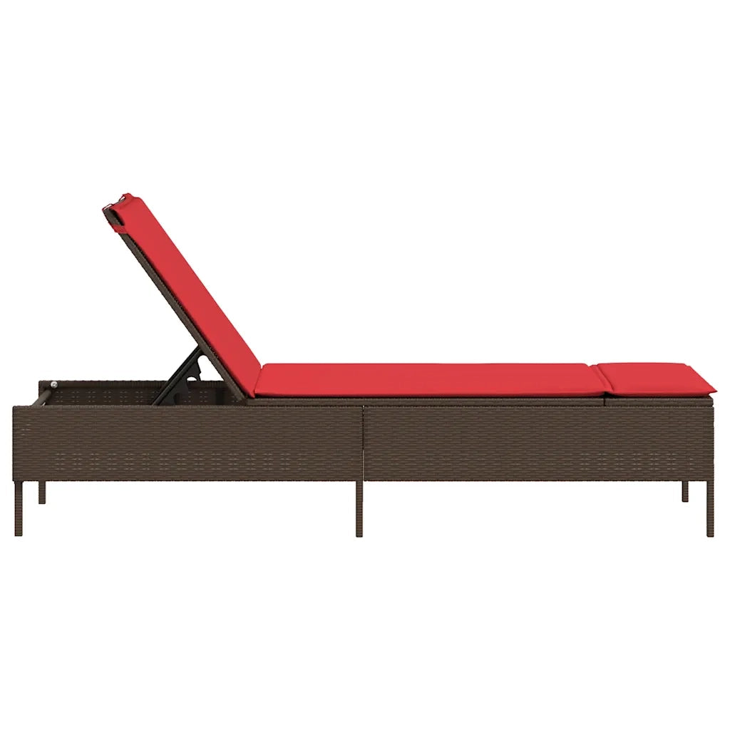 Lettino prendisole con Cuscino in Polyrattan Marrone 4002726