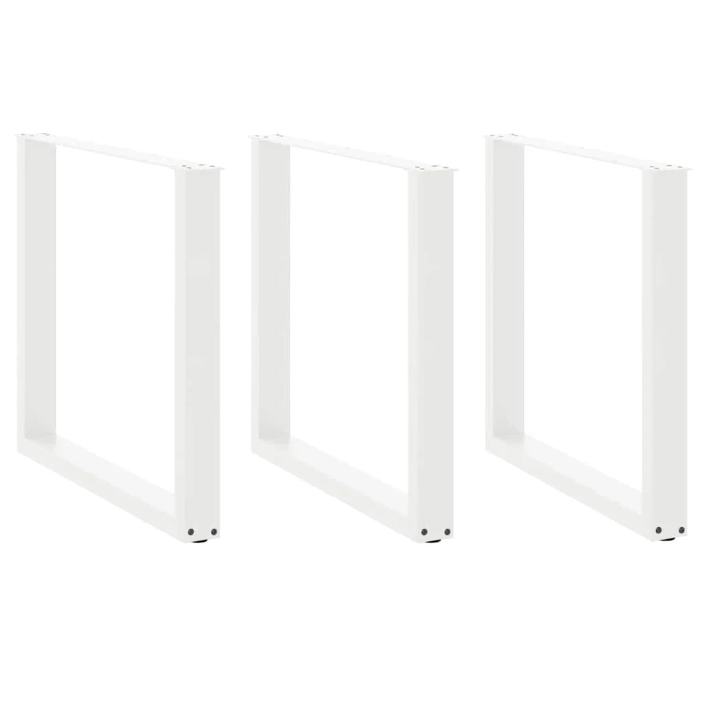 Set di 3 gambe robuste per tavolo da pranzo a forma di U 90 x 73 cm con piedini regolabili design moderno acciaio bianco 02_0057449