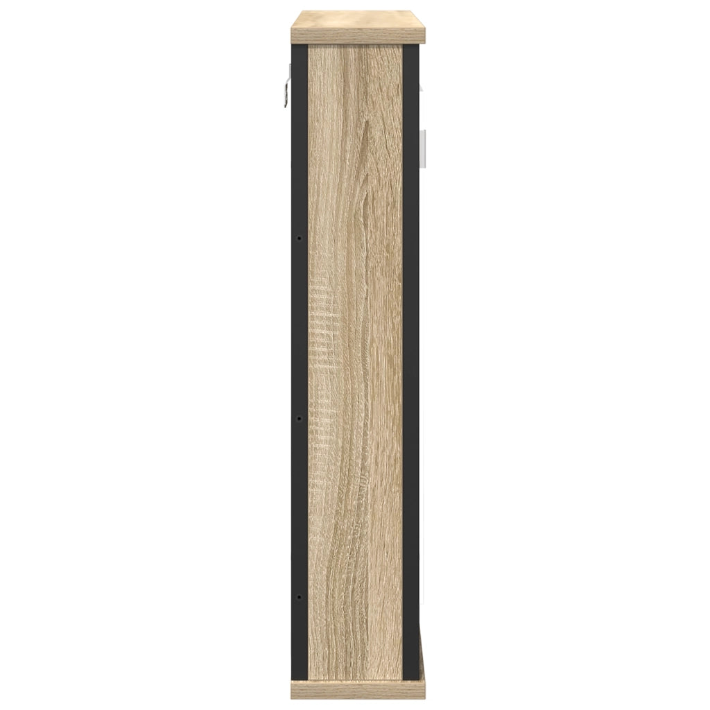 Armadietto a Specchio Rovere Naturale Truciolato, vetro, metallo