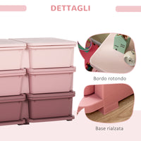 Cassettiera per Cameretta 6 Cassetti 75x37x56.5 cm in PP Rosa
