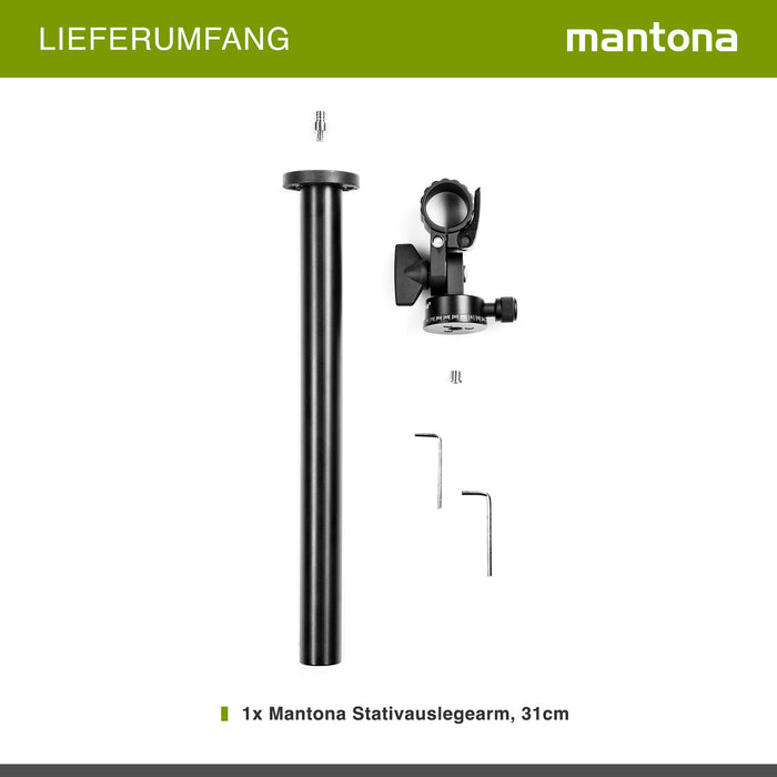 Mantona Braccio di estensione per treppiede, 31 cm