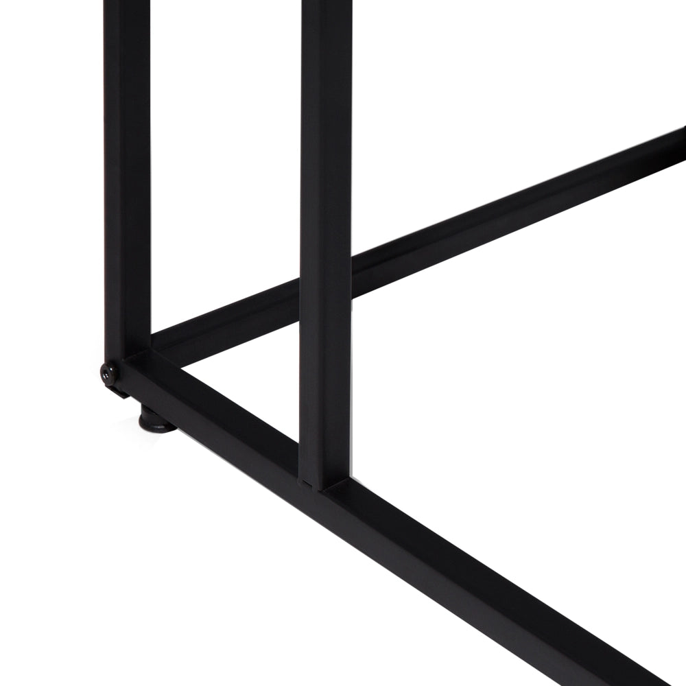 Tavolino in legno tortora a forma di U con struttura in metallo Nero in stile industriale con piano in truciolare da soggiorno