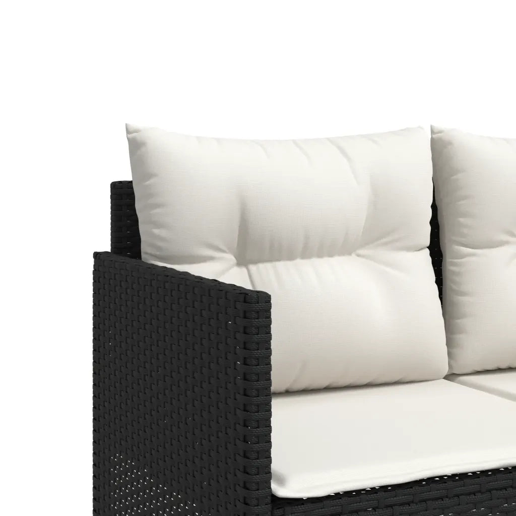 Set Divani da Giardino 5 pz | Set Salotto da Giardino con Cuscini in Polyrattan Nero