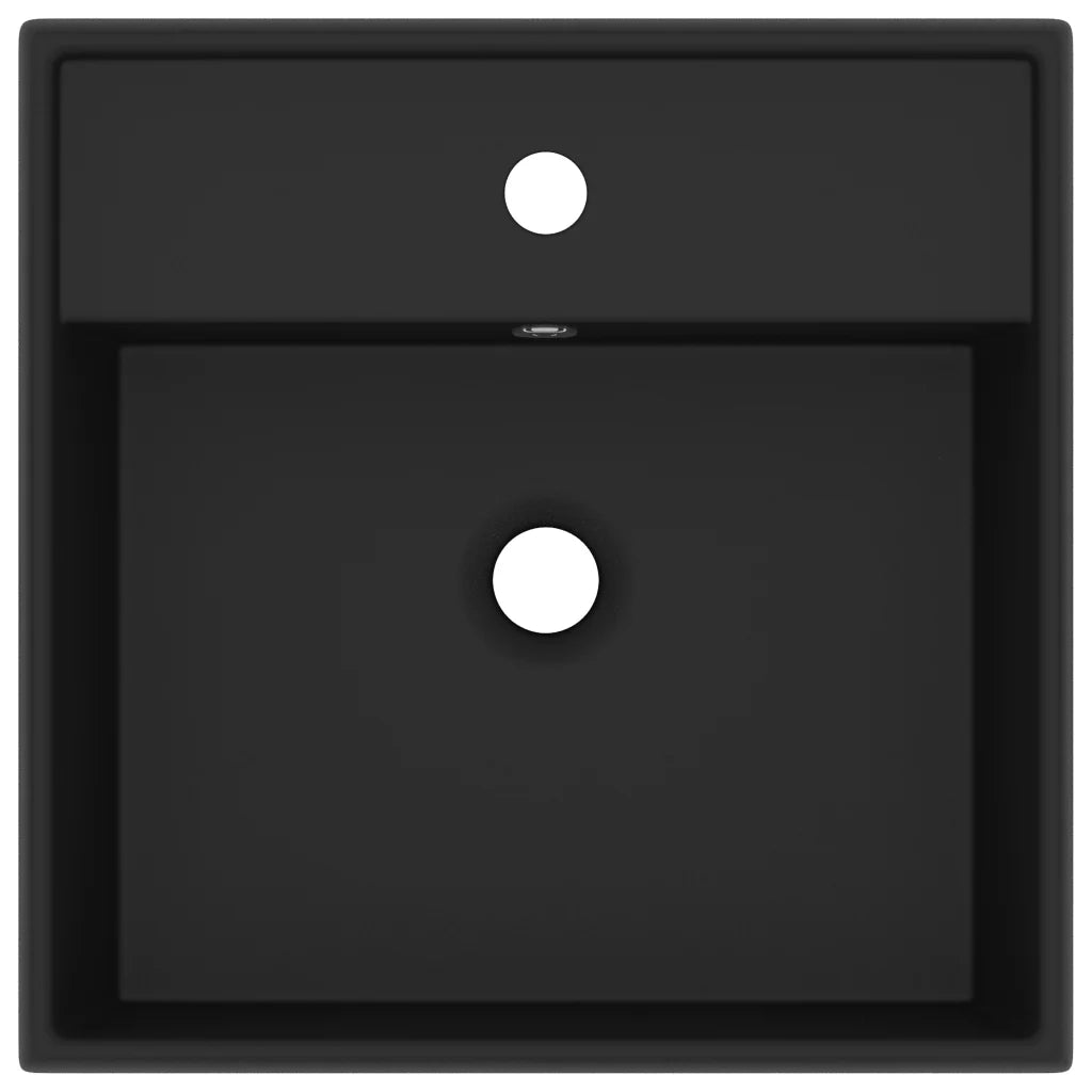 Lavabo Troppopieno Quadrato Nero Opaco 41x41cm Ceramica 146953