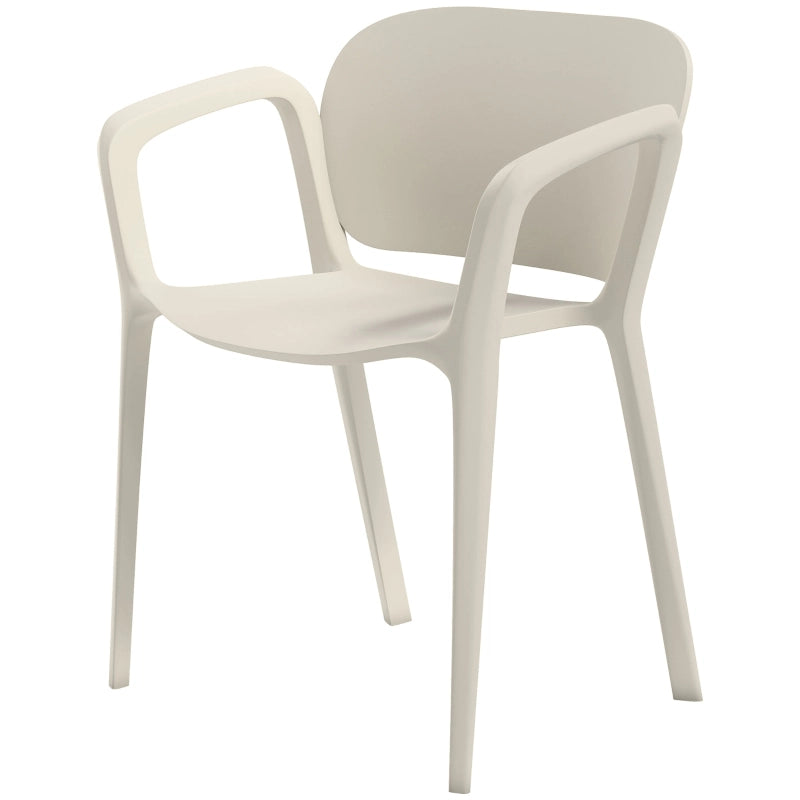 OKWISH Set di 4 Sedie da Giardino Impilabili con Braccioli e Schienale, Resistenti ai Raggi UV e all'Acqua, Plastica Bianca