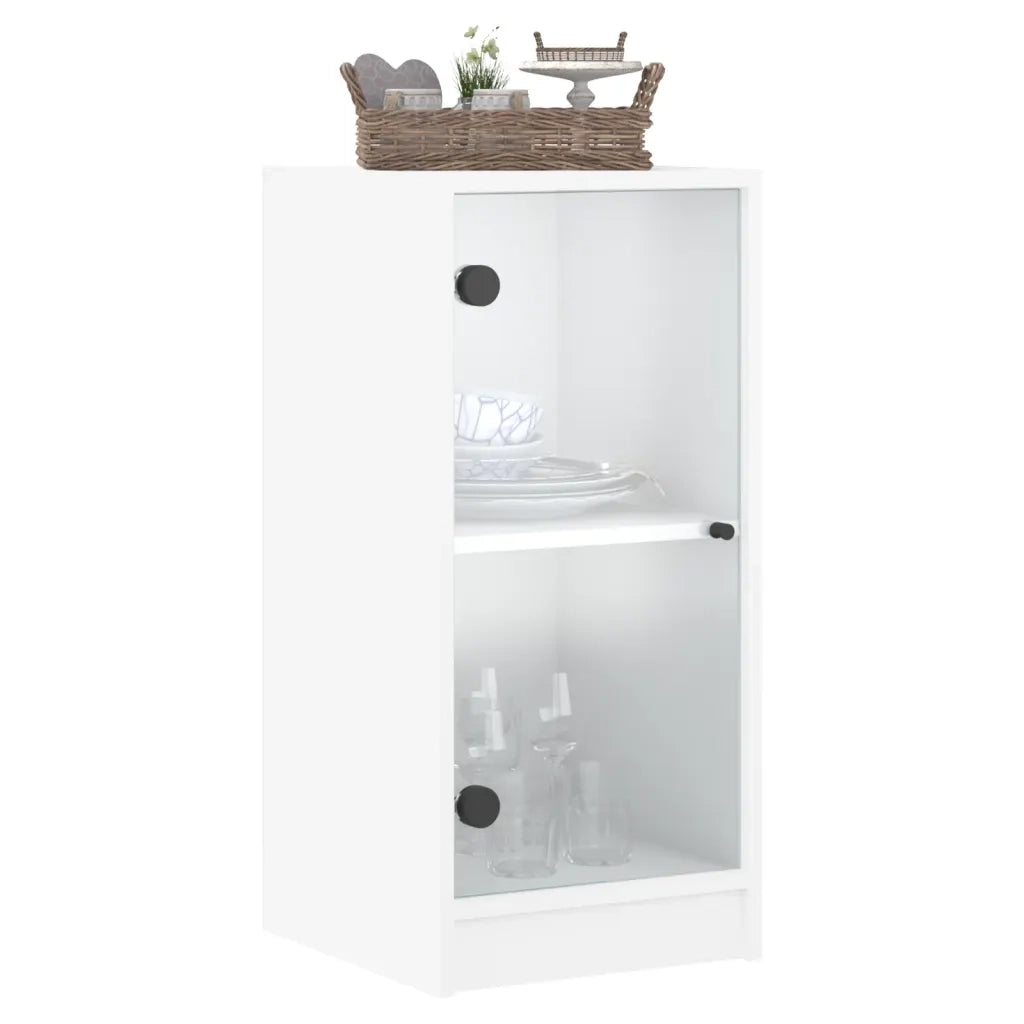 Mobile con Ante in Vetro Bianco 35x37x75,5 cm 836399