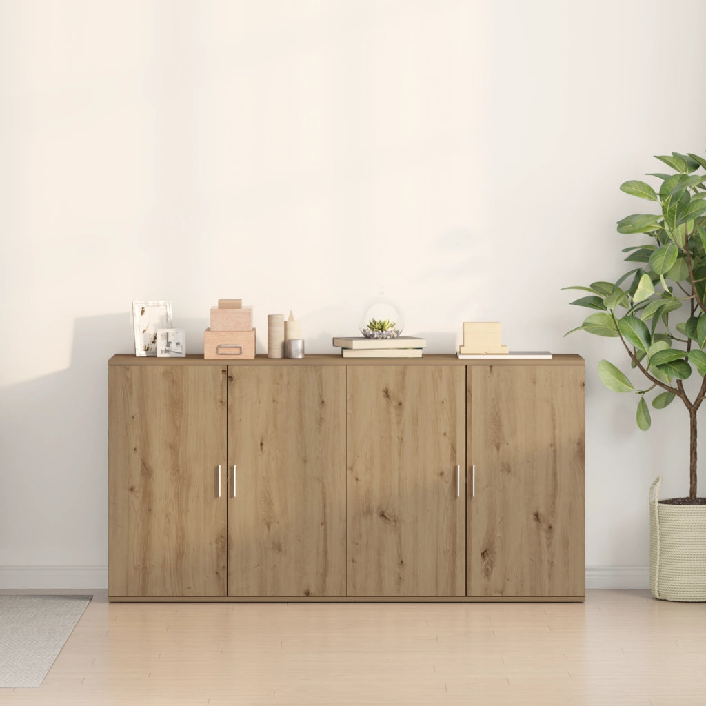 Credenze 2 pz Rovere Artigianale 79x38x80 cm Legno Ingegnerizzato
