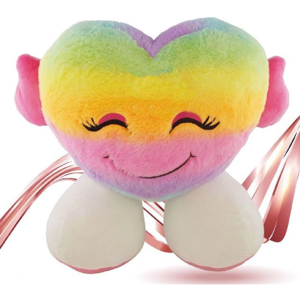 Trade Shop - Cuore In Peluche Con Piedi Multicolore 25 Cm Regalo San Valentino Pupazzo 93055 -