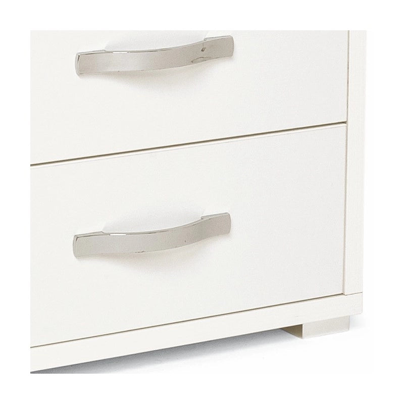 Comodino con 2 cassetti bianco frassinato in legno nobilitato 36x52xH 43