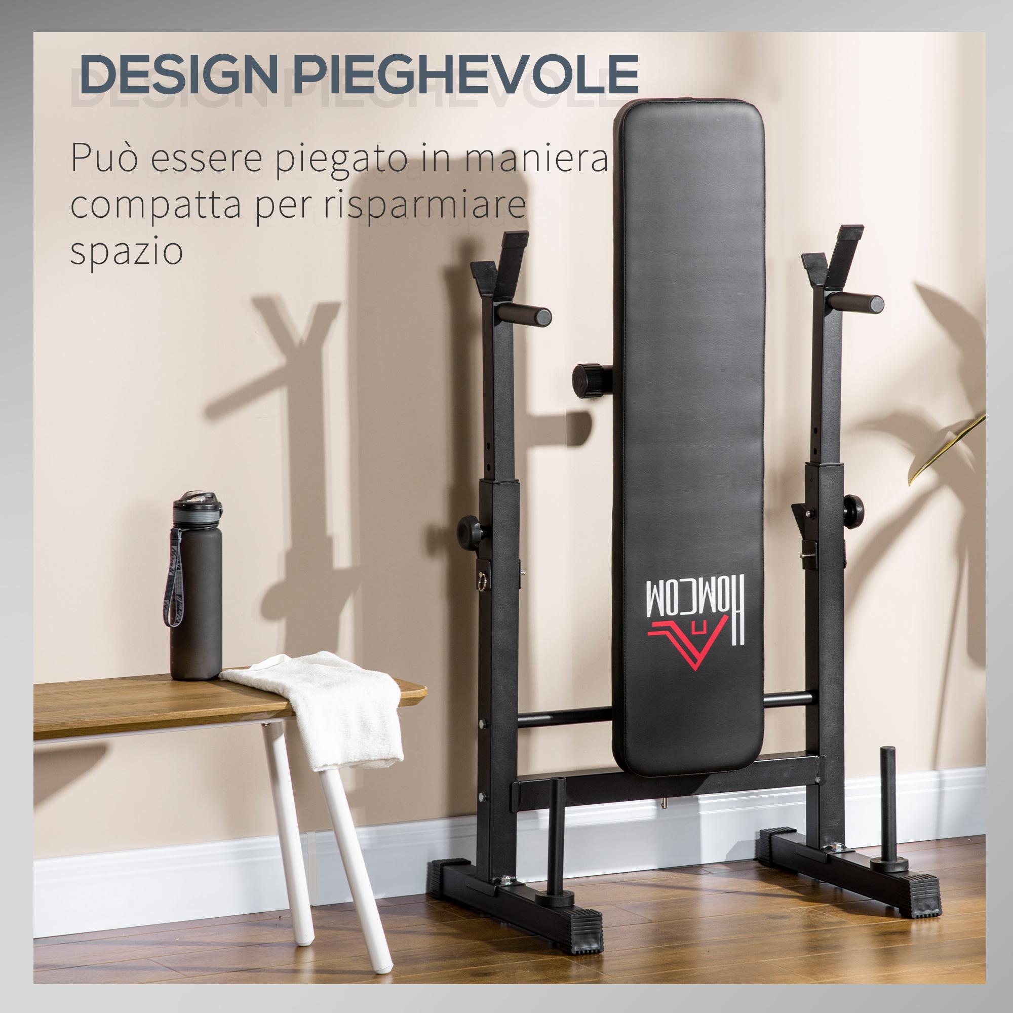 Panca Pesi Pieghevole 140x73x98-122 cm in Acciaio Nero