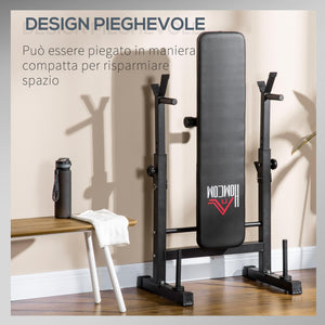 Panca Pesi Pieghevole 140x73x98-122 cm in Acciaio Nero