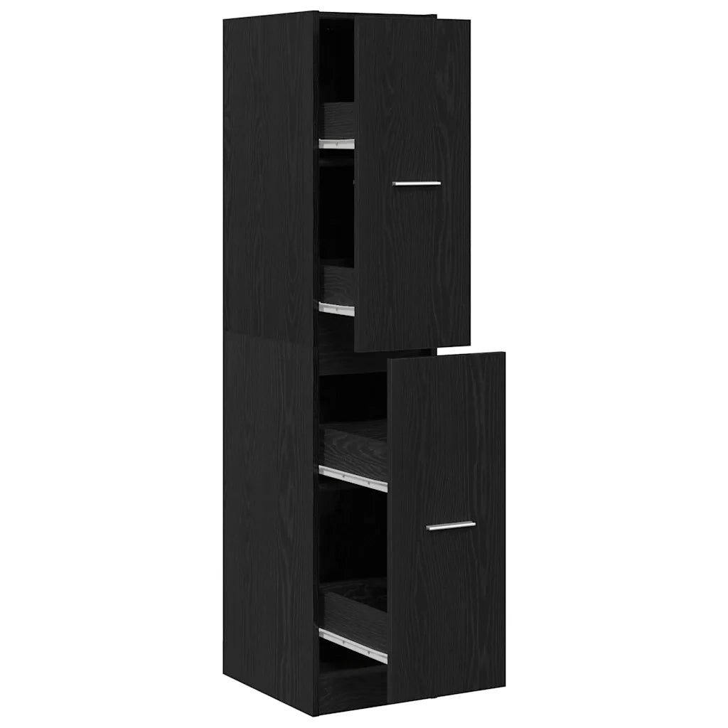 Armadietto da Farmacia Rovere Nero 30x41x144,5 cm in Truciolato