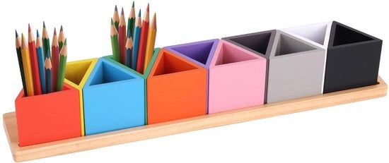 Organizzatore per matite in legno, contenitore per matite con 11 cassette mobili, contenitore per matite, organizzatore per matite Montessori per ufficio, casa, scuola, attrezzature scolastiche
