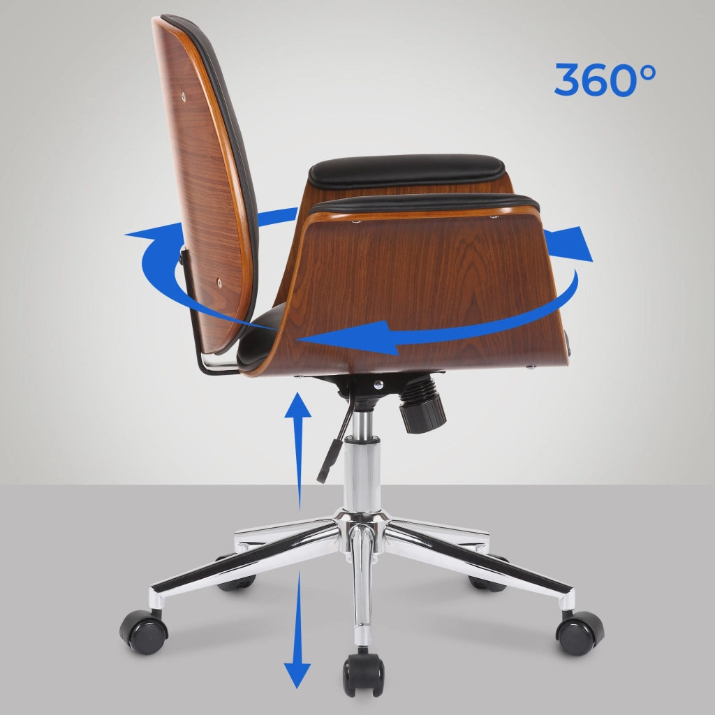 Sedia ufficio Kemberg in similpelle Noce/nero