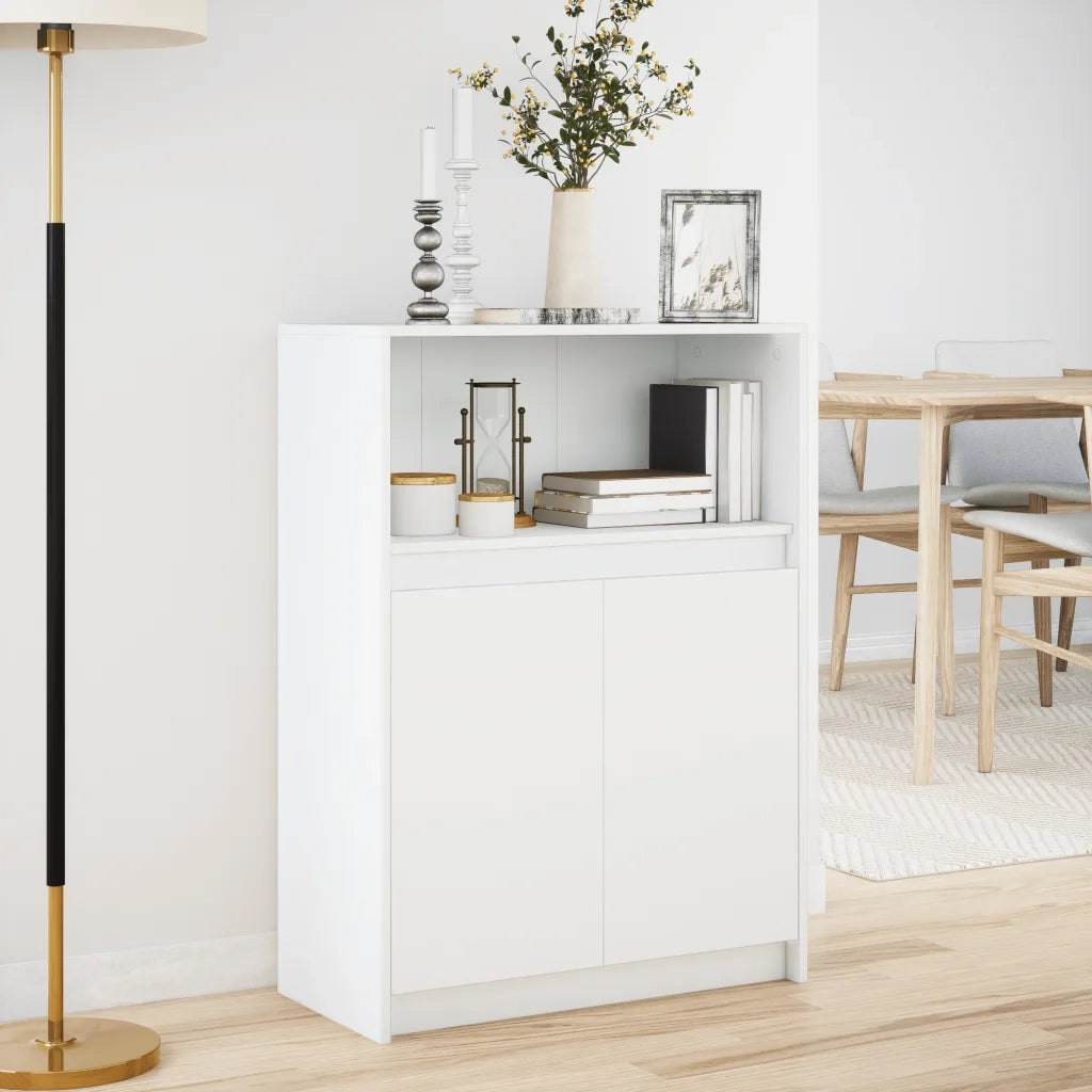 Credenza con LED Bianca 72x34x100 cm in Legno Multistrato