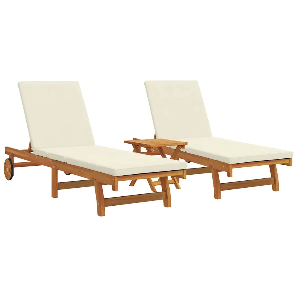 Lettino da sole 3 pcs Marrone Legno di Acacia Massello 3325206