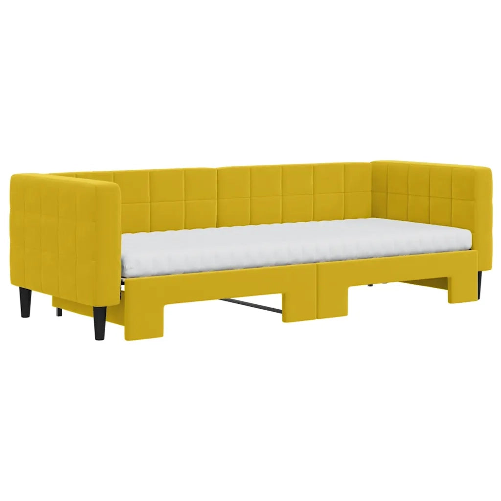 Divano Letto Estraibile con Materassi Giallo 80x200 cm Velluto 3196713