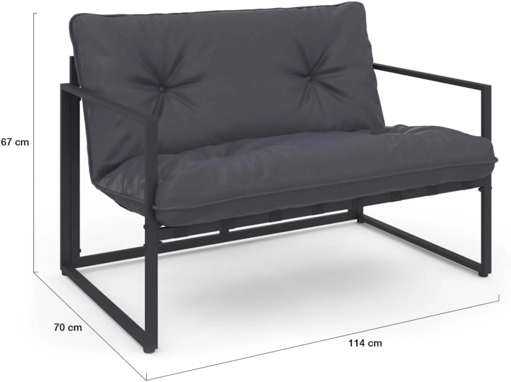 Nairobi Set di mobili da Giardino Bassi a 4 posti in Acciaio Grigio Antracite