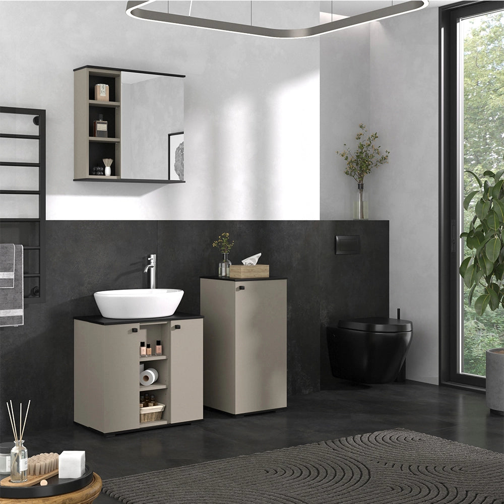 Vicco Set di mobili da bagno Grigio 3 pezzi, con cabinet midi