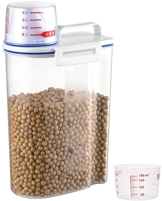 Contenitore per granaglie con contenitore di misura per l'immagazzinamento di cibo secco, cereali e farina, caffè, 2L