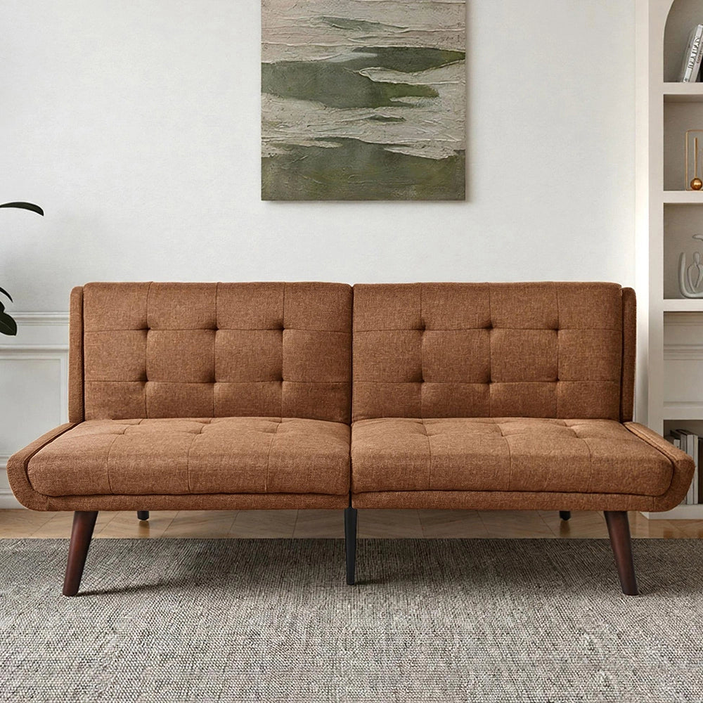 Divano letto futon pieghevole - Xylo - 146 cm - Marrone - Schienale regolabile in 5 posizioni