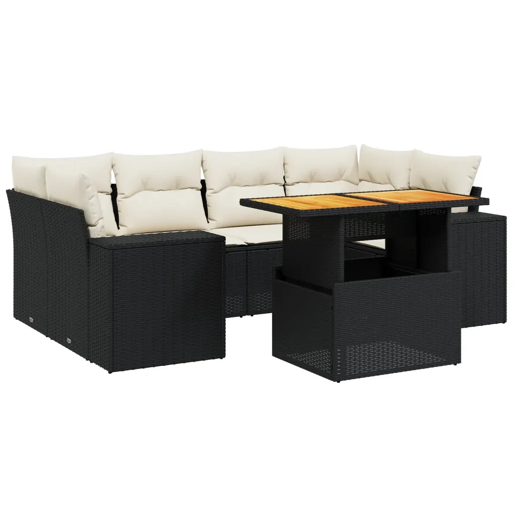 Set Divani da Giardino con Cuscini 7pz Nero Polyrattan 3272533