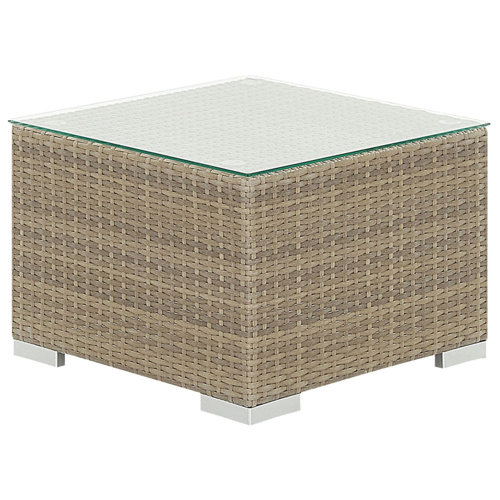 Set relax da giardino Cuscini in rattan marrone chiaro in PE color crema per 8 persone Set da 5 pezzi per esterni