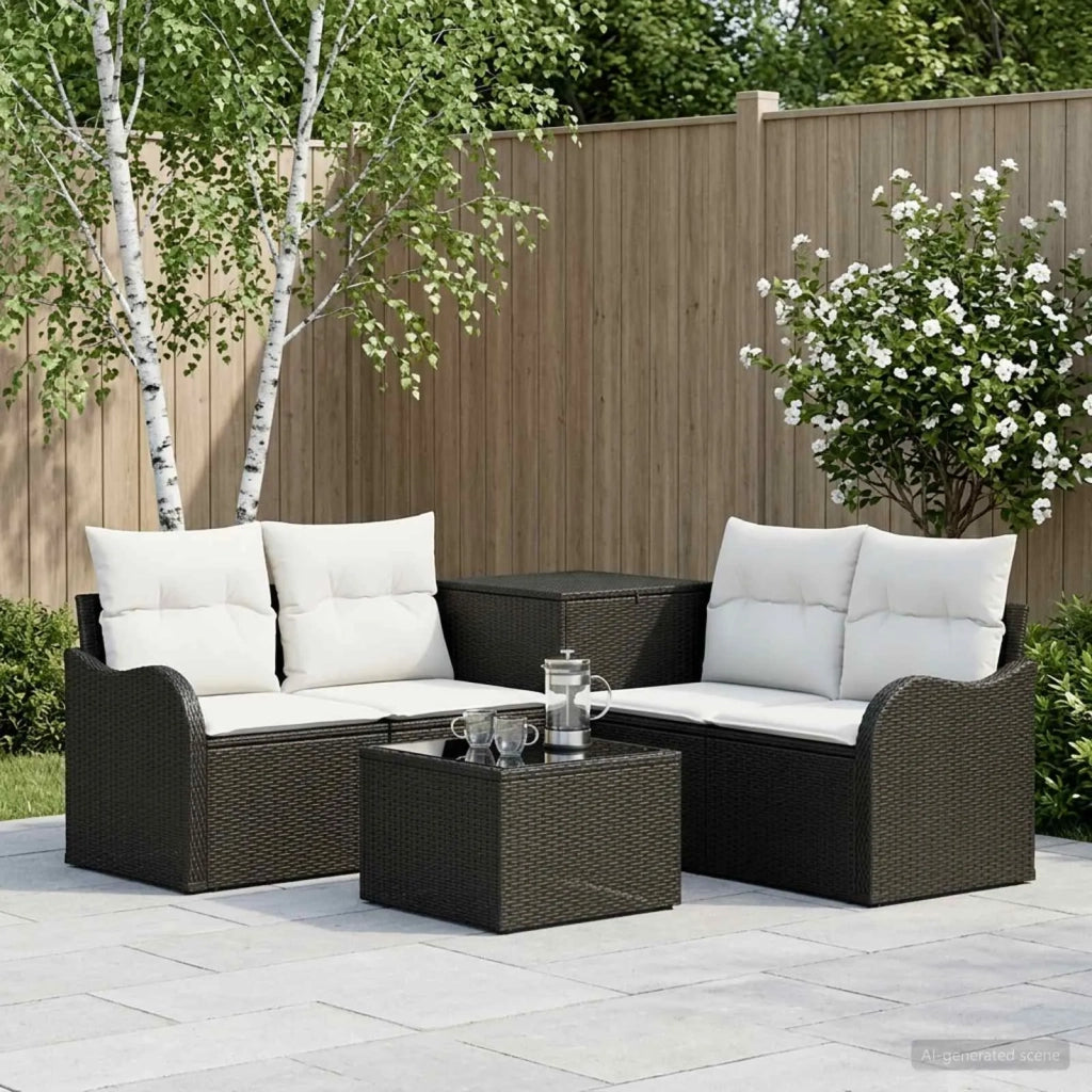 Set di divani 6 pz Nero e Bianco Crema 3447122