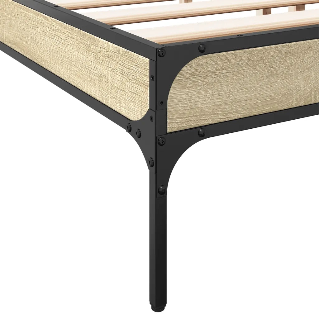 Giroletto-Struttura Letto Rovere Sonoma 200x200 cm Legno Multistrato e Metallo 449332