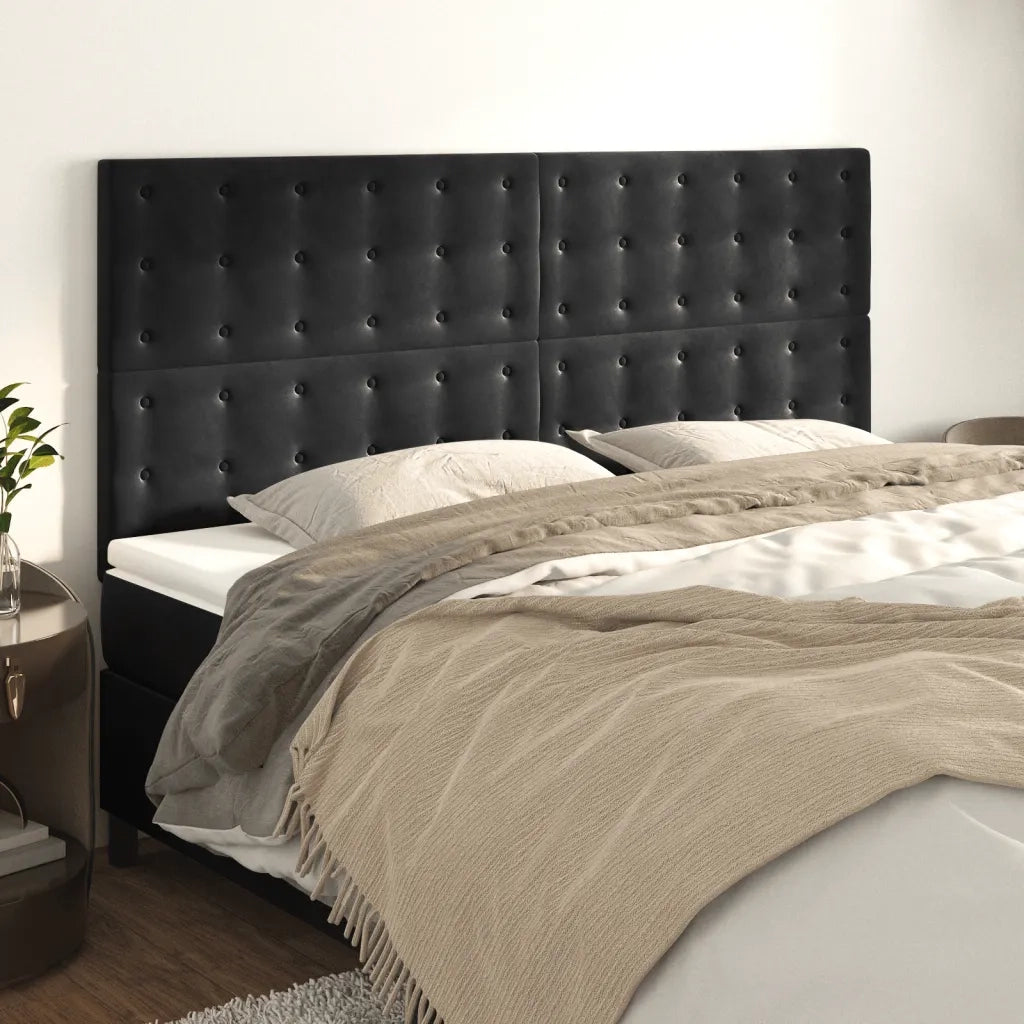 Testiera Nera 200x5x118/128 cm Velluto 3116834