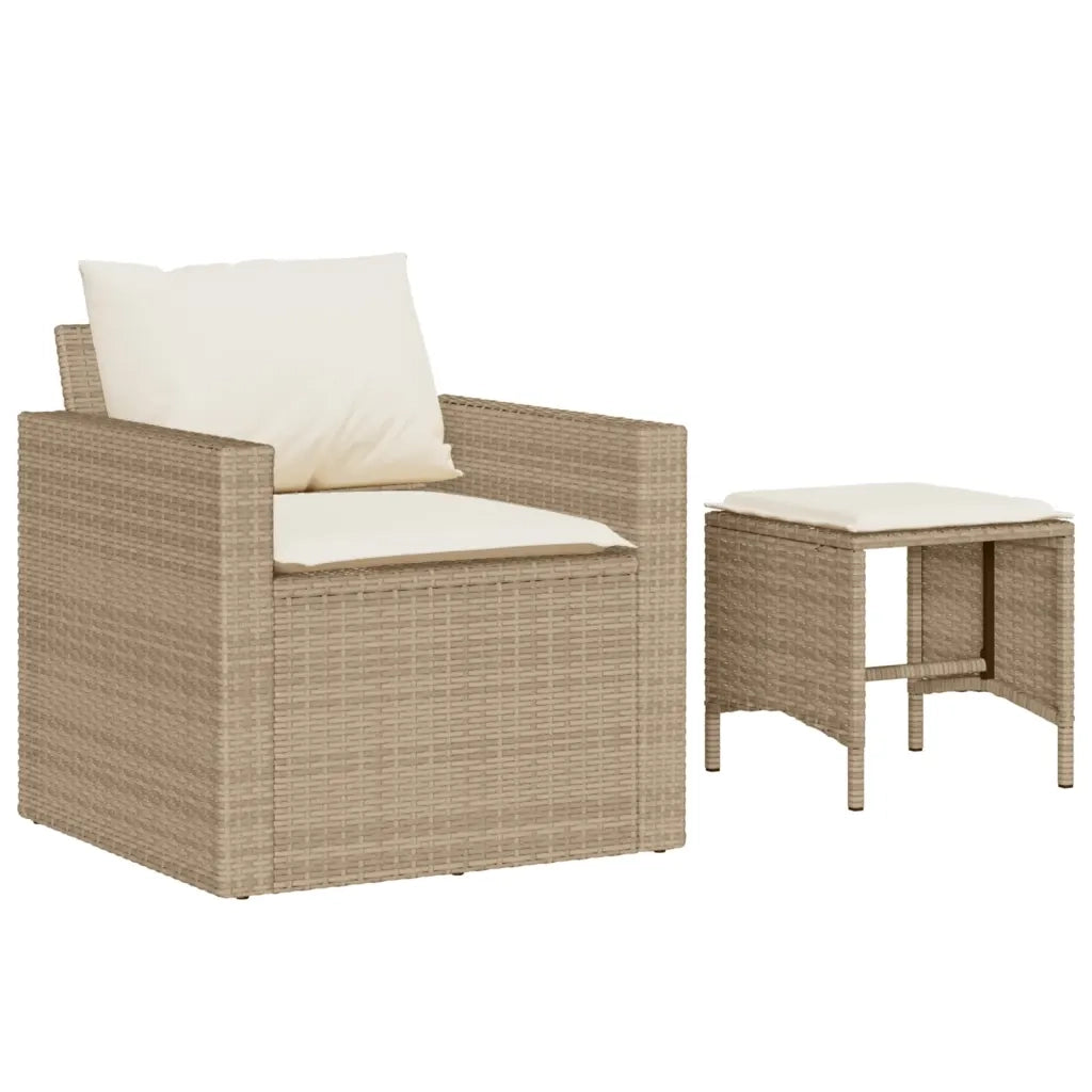 Set Divano da Giardino 4 pz | Set Salotto da Giardino con Cuscini Beige in Polyrattan