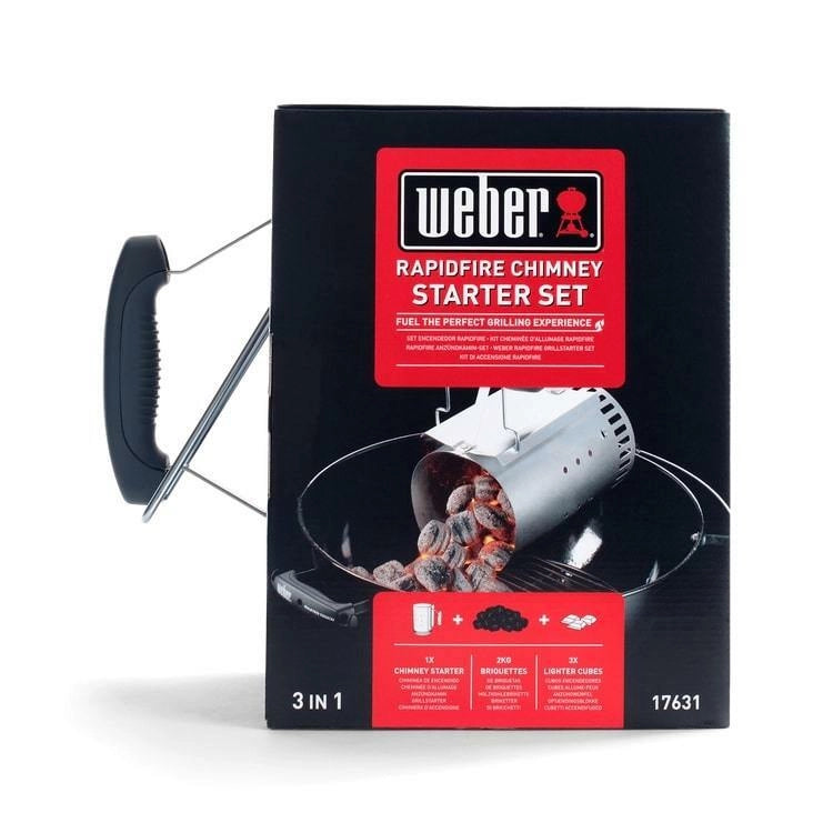 Weber Kit Ciminiera di Accensione + 2kg Bricchetti + 3 Accendifuoco per Barbecue
