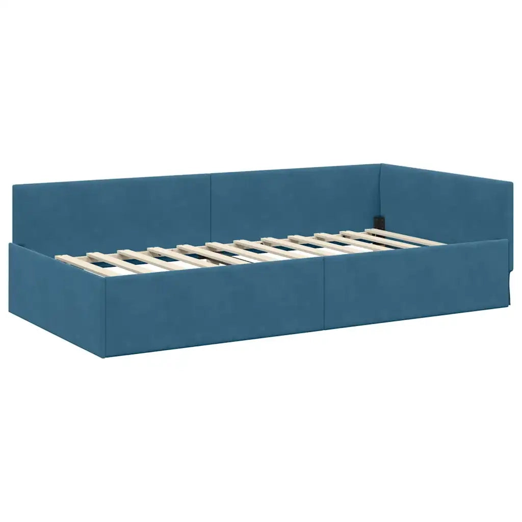 Struttura Letto Angolare con Materasso Altro 2 pcs Blu Velluto 3393643