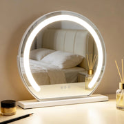 ZMH Specchio per il trucco illuminato rotondo specchio da toeletta LED 40x35cm 3 modalità di illuminazione regolabili