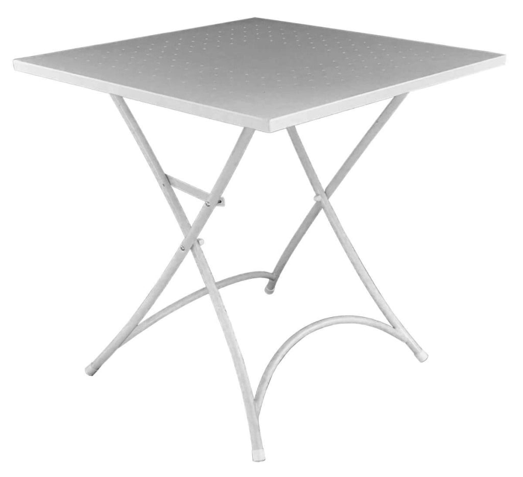 Tavolo da Giardino Pieghevole 70x70 cm in Ferro Vorghini Sirmione Avorio