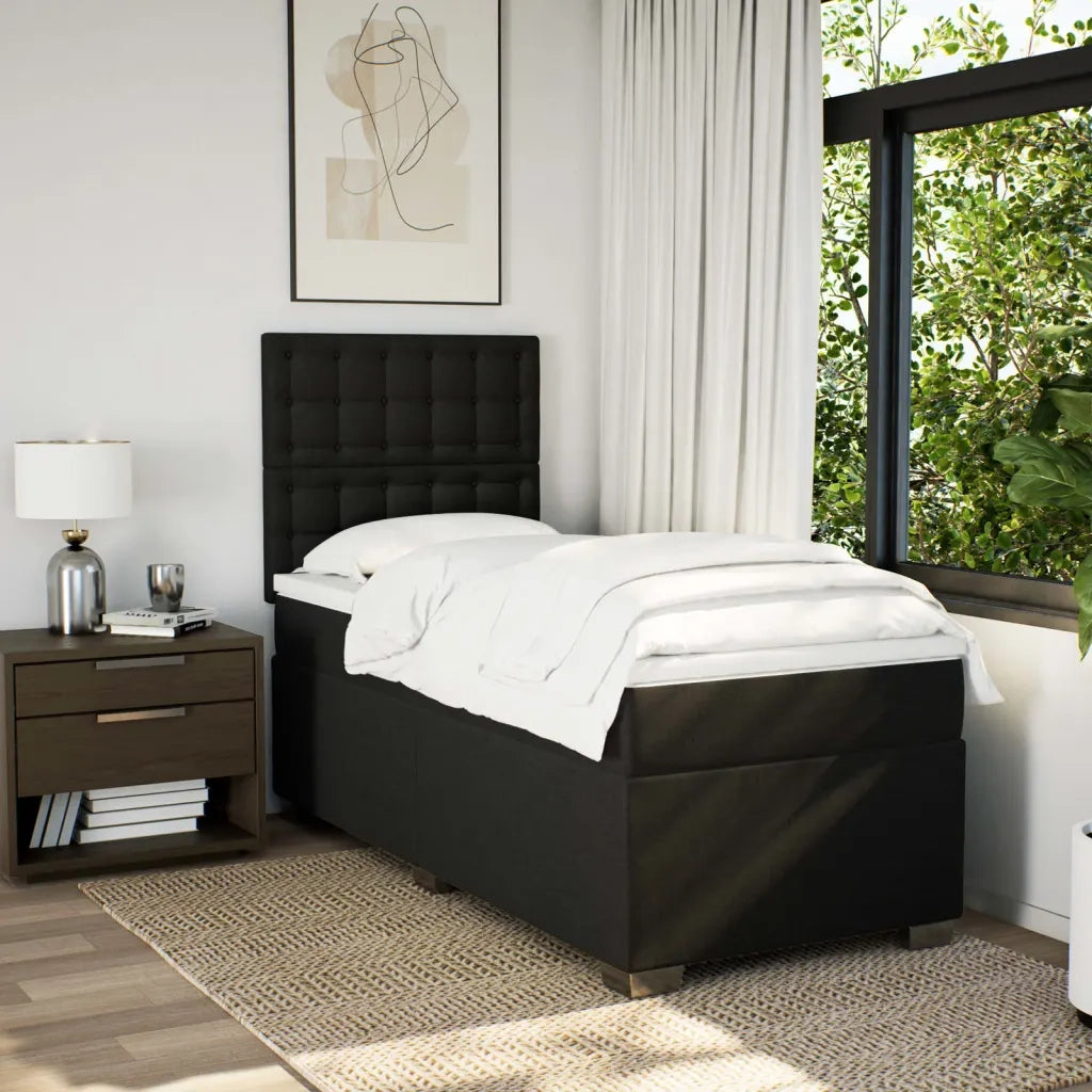 Giroletto a Molle con Materasso Nero 90x200 cm in Tessuto 3292687